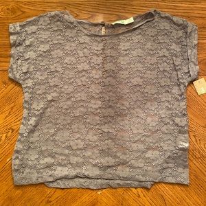 Gray lace crop top